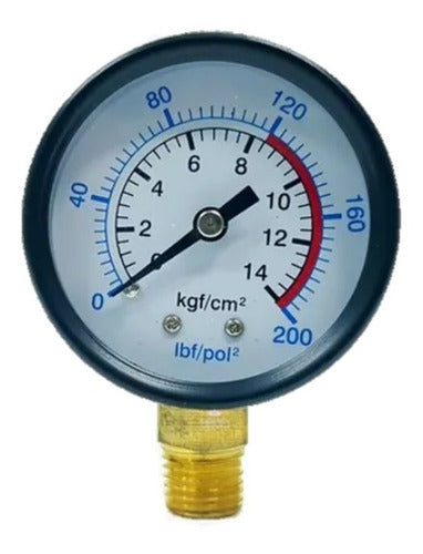 Manômetro Paca Compressor Vertical 1/4'' 55mm 200 Lbs 14bar 1