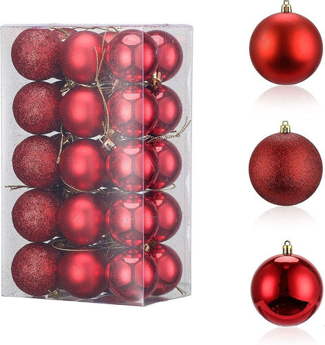 30 Bolas Navideñas Rojas Inastillables Decorativas - Red 0