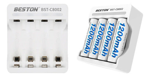 Beston Pila A A Recargable 1200 Mah X 4 + Cargador Multiple Set 0