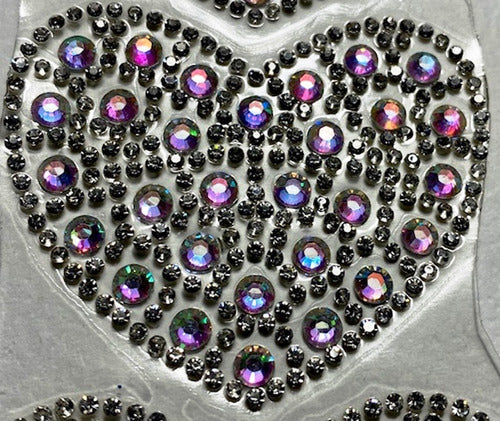 Pack of 32 Mate Strass Adhesive Deco Appliques Heart Shape Iron-on Sheet 0