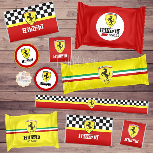 Elita Kits Digitales Formula 1 Uno Ferrari Party Decoration + Candy Bar Printable Kit 4