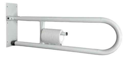 Folding Safety Grab Bar with Toilet Paper Holder 60cm 0