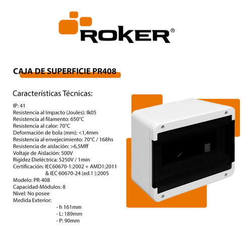 Caja Para Termicas 8 Bocas Tablero Exterior Pr408 Roker 1