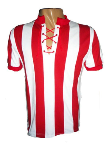 Classic Red and White Retro Style Piqué Shirt with Drawstring 0