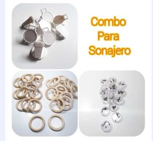 Combo Sonajero Argolla 65mm Cajita Sonajero Broche Plano X5 1