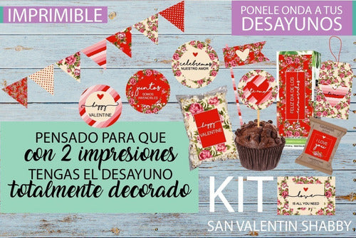 Kit Imprimible Desayuno Enamorados Valentin Shabby Tags Amor 2