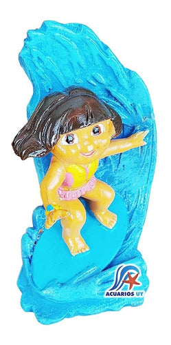 Dora La Exploradora Surfeando - Decoración Pecera Acuario 0