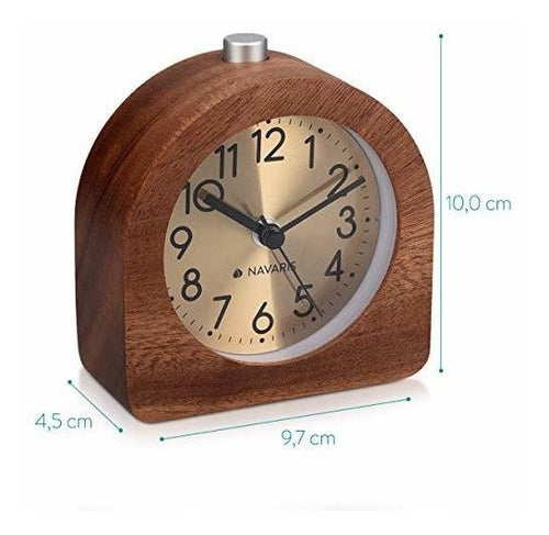 Reloj Despertador Analogico De Madera Navaris - Esfera Redo 3