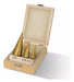 Set of 3 Stepped Drills 4-12 4-20 4-32 Titanium Coated in Wooden Box 0