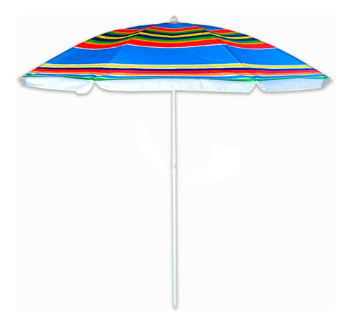 Set of 2 Beach Accessories: Multicolor Umbrella + Sand Bag for Camping and Beach 3