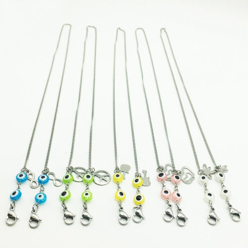 Set of 5 Surgical Steel Mask Holders with Charms Wholesale 7