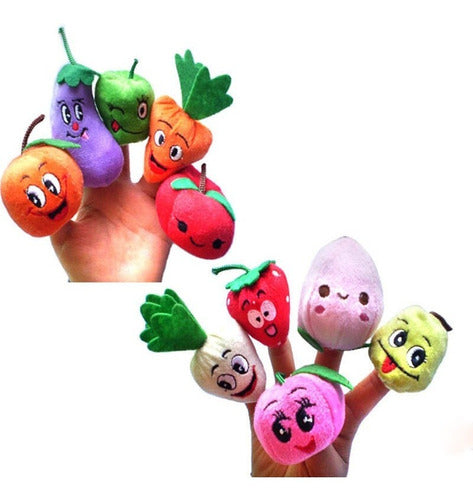 Atrapacuentos Titere Dedo Set Frutas Y Verduras Cuentos Peluche Juguete 1