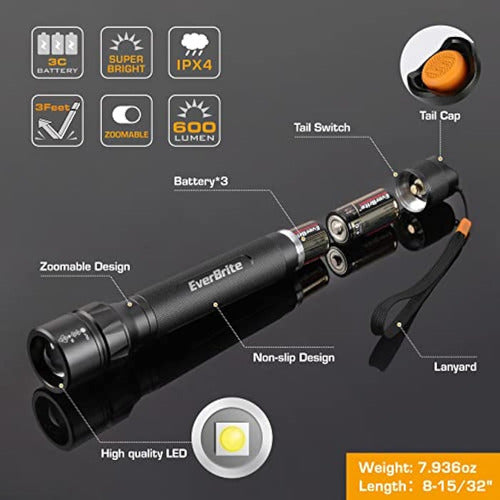 Everbrite Ultra Bright Tactical Flashlight, 600 Lumen 2