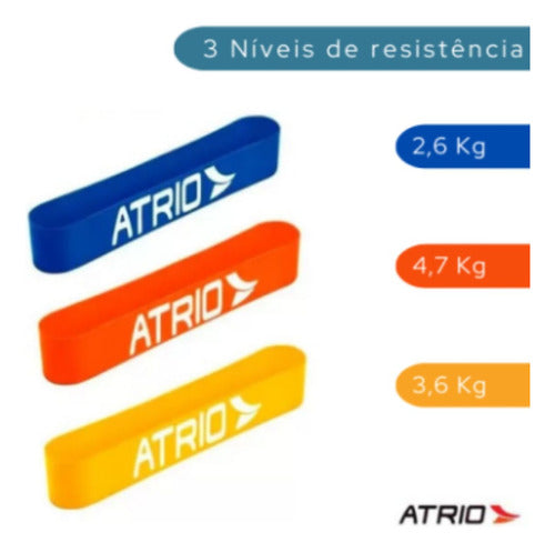 Kit Faixas Elasticas Mini Bands Atrio 3 Pcs Az/verm/am Es124 1