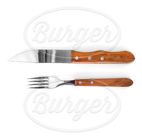 Burger Asado Knife and Fork Set with Wood Handle 1