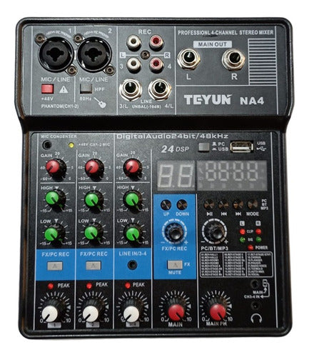 Consola De Sonido Teyun Na4, 4 Can, Bluetooth, Usb, Phantom 0