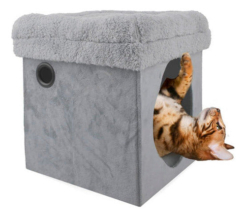 Cat Bed and Playhouse Lambswool - 2 In 1 Cat Castle Grey 0