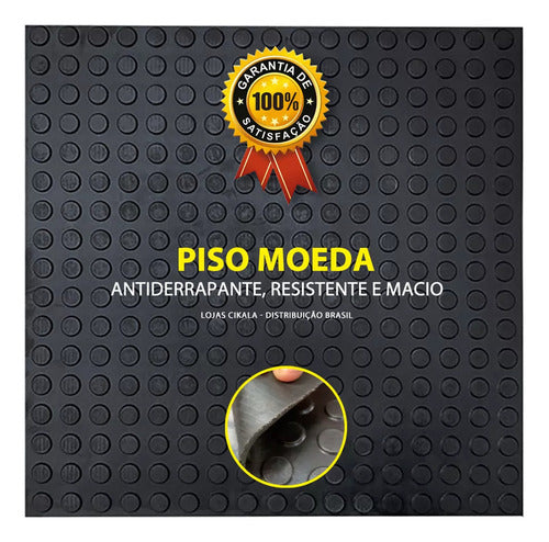 04 Piso Moeda Preto Borracha Pastilhado 50x50cm 1