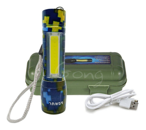Tactical LED Military Rechargeable Zoom USB Flashlight CR-Q7 18