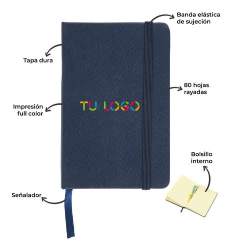 PrintMe 10 A5 Ruled Notebooks Moleskine Type with Full-Color Logo 4