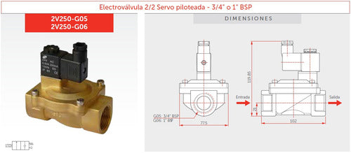 Válvula Solenoide 2/2 Electrovalvula P Fluidos Diafragma 3/4 1