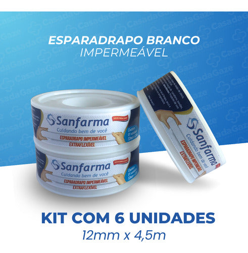 Esparadrapo Impermeável Sanfarma Branco 1,2cm X 4,5m 6 Unid 1