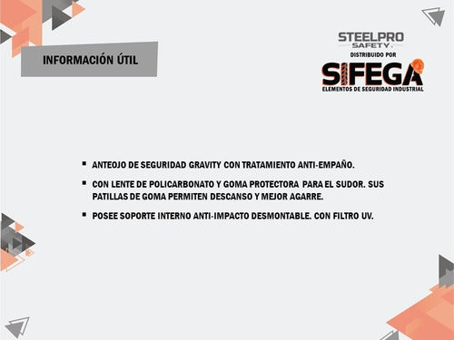 Safety Glasses Gravity Gray by Steelpro Sifega 2