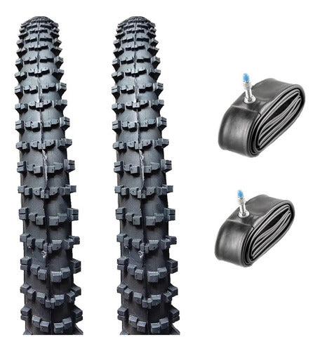 Pack of 2 Bicycle Tires 24 inch + Tubes R24 Dunlop Valve 0