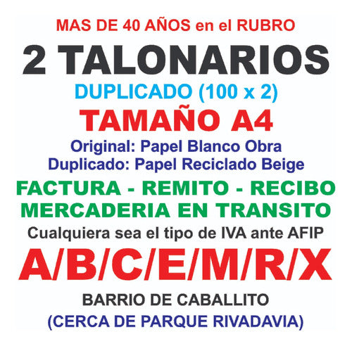 2 Talonarios A4 Duplicado (original Blanco/duplicado Beige) 1