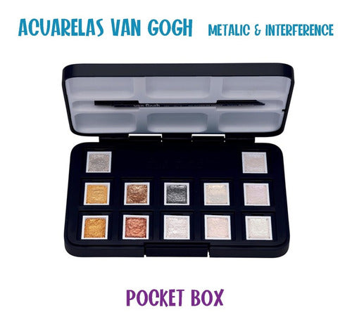 Van Gogh Metal Watercolor Set Box X 12 Tablets + Brush 1