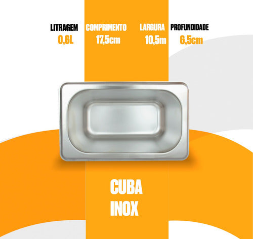 Cuba Gn Inox Gastronômica 1/9 X 65 Rechaud Buffet Sem Alça 1