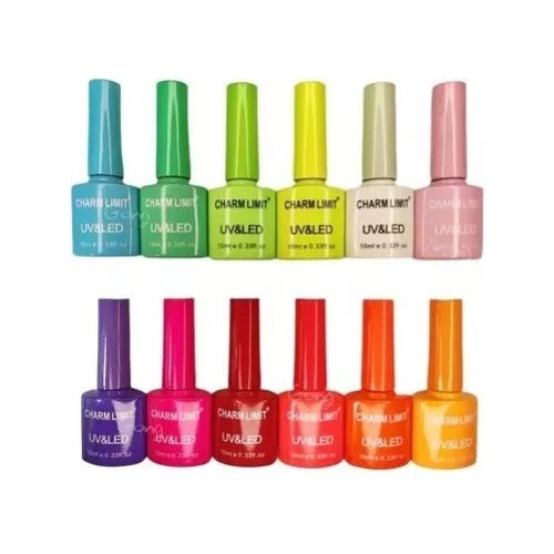 Kit X12 Semi-Permanent Nail Polishes Charm Limit UV 0