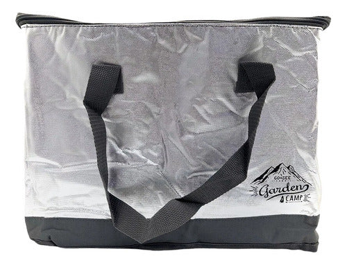 Silver Thermal Insulated Lunch Bag for Camping 33 x 19 x 26 15L 0