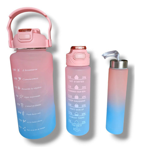 Set of 3 Motivational Sports Water Bottles with Time Tracker 40