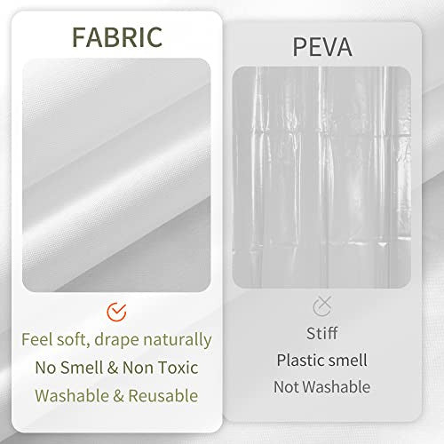 ALYVIA SPRING Waterproof Fabric Shower Curtain Liner White with Weighted Hem 3