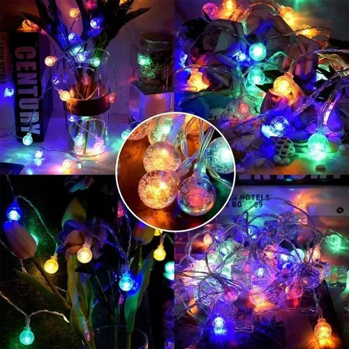 Multicolor LED Ball String Lights 28 Balls 5m Plug A220V 3