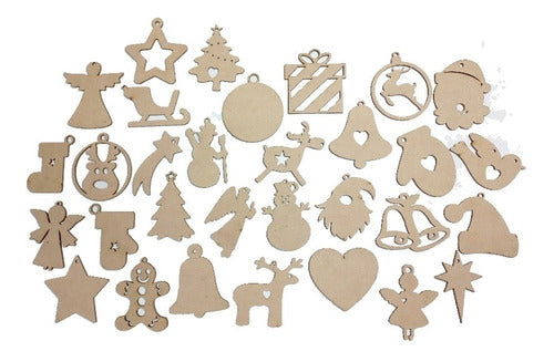 Adornos Colgantes Esferas Navidad Mdf Pack 50 Unidades 2