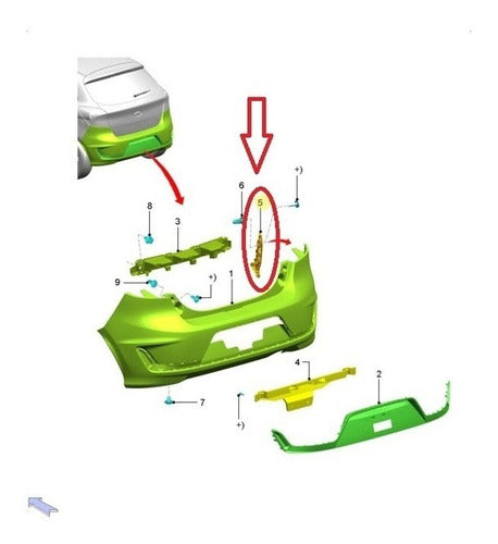 Par Suporte Guia Parachoque Traseiro Ka Hatch 2019 2020 2021 4