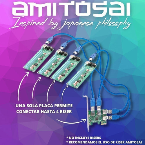 Amitosai PCIe USB Mining Riser Board with 4 USB Ports Maximizes Profit A4 3