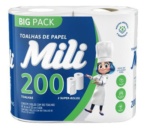 Papel Toalla Cocina Premium Mili 2 Rollos 100 Hojas Pack X6 1