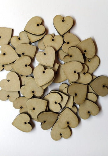 100 Corazones Fibrofacil 3cm Mdf Souvenirs Madera Formas 1