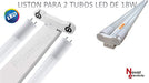 Liston Led Nova Para 2 Tubos De Led 18w Con Zocalos Y Soport 1