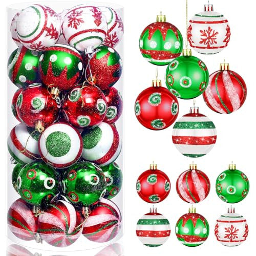 Hungdao Chirimbolos Árbol Navidad 6cm Rojo Verde Blanco 30 Unidades 0