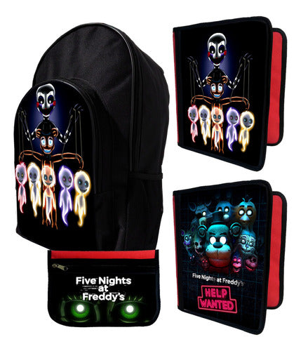 Backpack + 2 Folders + Five Nights At Freddy's Pencil Case #24 0