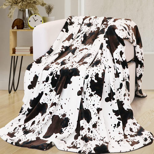 Seegu Cow Print Wool Throw Blanket, Cow Fleece Throws 0