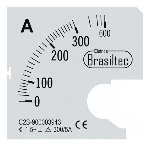 Kit C/ 20 Escala 300/5 Para Amperimetro Brasiltec 72mm 0