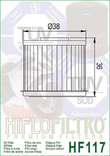 Filtro Aceite Honda Africa Twin Crf 1000 Nc 750 Hiflo Hf117 1