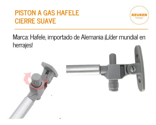 Pistón A Gas Cierre Suave 150n Puerta Elevable  Hafele 5