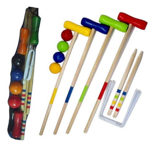 Faydi Croquet Set Painted Wood with Mallets, Arches, and Stakes 0