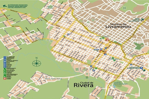 Mapa De La Ciudad De Rivera - Rivera - Lámina 45x30 Cm. 1